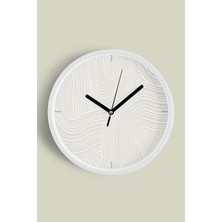 Soyut Alçı Görünümlü Modern Duvar Saati - 30CM - Önü Camlı Beyaz Kasa - Sessiz Mekanizma