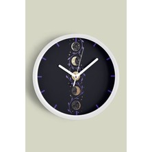 Ayın Evreleri Modern Duvar Saati - 30CM - Önü Camlı Beyaz Kasa - Sessiz Mekanizma