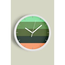 Çizgili Modern Tasarım Duvar Saati - 30CM - Önü Camlı Beyaz Kasa - Sessiz Mekanizma