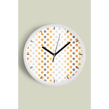 Renkli Noktalar Modern Duvar Saati - 30CM - Önü Camlı Beyaz Kasa - Sessiz Mekanizma