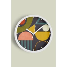 Soyut - Bohem Modern Duvar Saati - 30CM - Önü Camlı Beyaz Kasa - Sessiz Mekanizma