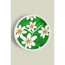 Soyut Çiçek Temalı Modern Duvar Saati - 30CM - Önü Camlı Beyaz Kasa - Sessiz Mekanizma