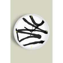 Soyut Tasarım Modern Duvar Saati - 30CM - Önü Camlı Beyaz Kasa - Sessiz Mekanizma