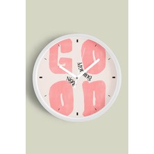Modern Yazılı Tasarım - '' Good Morning - Günaydın'' Duvar Saati - 30CM - Önü Camlı Beyaz Kasa