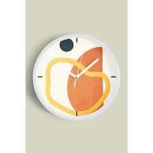 Soyut - Bohem - Geometrik Temalı Modern Duvar Saati - 30CM - Önü Camlı Beyaz Kasa - Sessiz Mekanizma