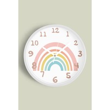 JHAAR Pastel Gökkuşağı 30CM Sessiz Mekanizmalı Camlı Çocuk Odası Duvar Saati Modern Tasarım