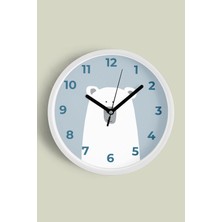 Sevimli Ayı Çocuk Odası Duvar Saati - 30CM - Önü Camlı Beyaz Kasa - Sessiz Mekanizma