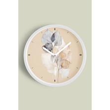 Soyut Yaprak Tasarımı Modern Duvar Saati - 30CM - Önü Camlı Beyaz Kasa - Sessiz Mekanizma