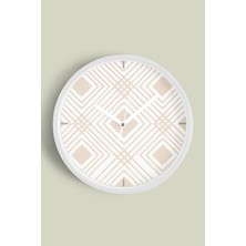 Soyut - Bohem - Geometrik Temalı Modern Duvar Saati - 30CM - Önü Camlı Beyaz Kasa - Sessiz Mekanizma