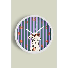 Dalmaçyalı Köpek Modern Duvar Saati - Çocuk Odası Duvar Saati - 30CM - Önü Camlı Beyaz Kasa