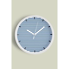 Çizgili Modern Tasarım Duvar Saati - 30CM - Önü Camlı Beyaz Kasa - Sessiz Mekanizma