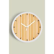 Renkli Çizgili Modern Tasarım Duvar Saati - 30CM - Önü Camlı Beyaz Kasa - Sessiz Mekanizma