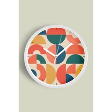 Geometrik Desenli Modern Tasarım Duvar Saati - 30CM - Önü Camlı Beyaz Kasa - Sessiz Mekanizma
