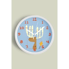 Uçurtma Uçuran Sevimli Geyik Çocuk Odası Duvar Saati - 30CM - Önü Camlı Beyaz Kasa