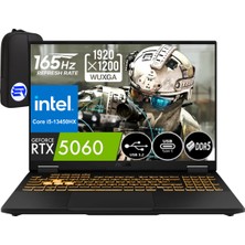 Asus Tuf F16 FX608JM-RV075EP1 I5-13450HX 24GB 512GB SSD RTX5060 115W 16'' Fhd+ Wuxga 165Hz WIN11 Pro + Elektropasaj Çanta