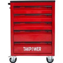 TAKPOWER 5 Çekmeceli Boş Takım Arabası Kırmızı