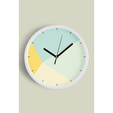 Soyut - Geometrik Temalı Modern Duvar Saati - 30CM - Önü Camlı Beyaz Kasa - Sessiz Mekanizma