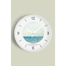 Soyut Doğa Manzara Temalı Modern Duvar Saati - 30CM - Önü Camlı Beyaz Kasa - Sessiz Mekanizma