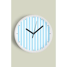 Renkli Çizgili Modern Tasarım Duvar Saati - 30CM - Önü Camlı Beyaz Kasa - Sessiz Mekanizma