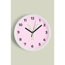 Y Harfi Kız Odası Duvar Saati - 30CM - Önü Camlı Beyaz Kasa - Sessiz Mekanizma