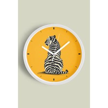 Soyut Kaplan Tasarım Modern Duvar Saati - 30CM - Önü Camlı Beyaz Kasa - Sessiz Mekanizma