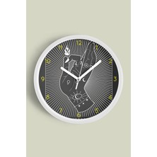 Tarot Destanı - Sihirbaz  Modern Duvar Saati - 30CM - Önü Camlı Beyaz Kasa - Sessiz Mekanizma