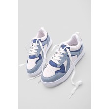 Marjin Kadın Sneaker Yüksek Taban Spor Ayakkabı Aryan Mavi