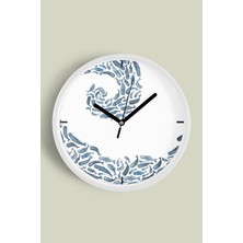 Balık -Balina - Yunus Modern Tasarım Duvar Saati - 30CM - Önü Camlı Beyaz Kasa - Sessiz Mekanizma
