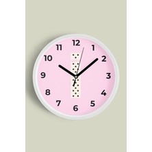 I Harfi Kız Odası Duvar Saati - 30CM - Önü Camlı Beyaz Kasa - Sessiz Mekanizma