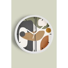 Soyut - Bohem Modern Duvar Saati - 30CM - Önü Camlı Beyaz Kasa - Sessiz Mekanizma