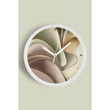 Soyut - Bohem Modern Duvar Saati - 30CM - Önü Camlı Beyaz Kasa - Sessiz Mekanizma