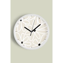 Soyut Papatya Modern Duvar Saati - 30CM - Önü Camlı Beyaz Kasa - Sessiz Mekanizma