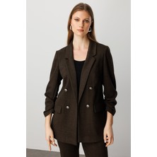 Ekol Kolu Büzgülü Kapak Cepli Ceket 5587-26K