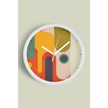 JHAAR Soyut - Bohem - Geometrik Temalı Modern Duvar Saati - 30CM - Önü Camlı Beyaz Kasa - Sessiz Mekanizma