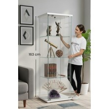 Artinoks Beyaz 3 Raflı Kilitli Camlı Vitrin Sade Tasarım ile Şık ve Kullanışlı Gümüşlük, Büfe, Kitaplık, Camlı Koleksiyon Vitrini