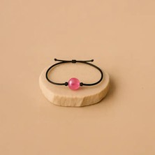 Tuffy Design Pembe Akik Doğal Taş Makrome Örgülü Bileklik
