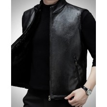 Nyc Giyim Tekstil Suni Deri Içi Kürklü Hakim Yaka Yelek