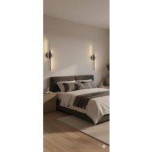 Acrolite Double Çubuk Dekoratif Duvar Aplik 50CM+50CM Siyah 6500K
