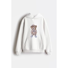 Kinderos Kapüşonlu Ayıcık Baskılı Kalın Çocuk Sweatshirt - 26K 1629