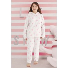 Aydoğan Kız Çocuk Desenli Polar Pijama Takımı 240521 EKRU01