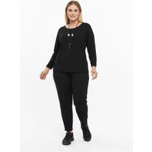 Zer Otantik Büyük Beden Rahat Ikili Takım Siyah