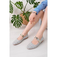 Aymood Kadın Gri Cild Günlük Babet Tokalı Ayarlanabilir Hafif Rahat Ayakkabı Gri Cilt