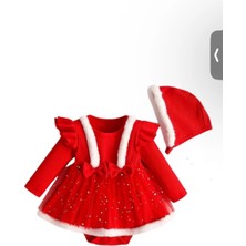 3b Kids Kırmızı Yıl Elbisesi 1-2 Yaş Özel Olaylar İçin Şık Silüet ve Tarz