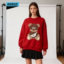 Hena The Best Bear Oversize Sweatshirt Kırmızı