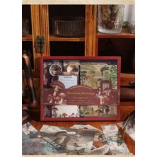 Vox Art Vintage Journal Defter Hediye Seti, 125 Parça Scrapbook Set (Mantar Serisi)