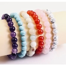 Alev Doğaltaşlı Ametist ,Akik ,Pembe Kuvars ,Kuvars , Amazonit ,Turkuaz ,Aşk Enerjisi Bileklik Seti .