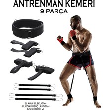 Gazelmanya Boks Antrenman Kemeri Direnç Lastikli Antrenman Kemeri Direnç Lastiği Seti Egzersiz Lastiği Fitness Siyah