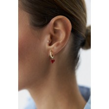 Yavuz Kuyumculuk 14 Ayar Altın Kırmızı Kokina Halka Küpe