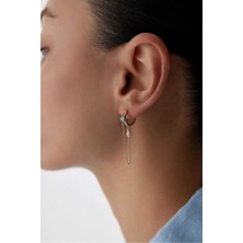 Yavuz Kuyumculuk 14 Ayar Altın Turkuaz Zincir Sallantılı Küpe