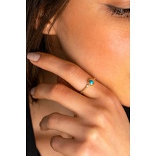 Yavuz Kuyumculuk 14 Ayar Altın Yuvarlak Firuze Yüzük